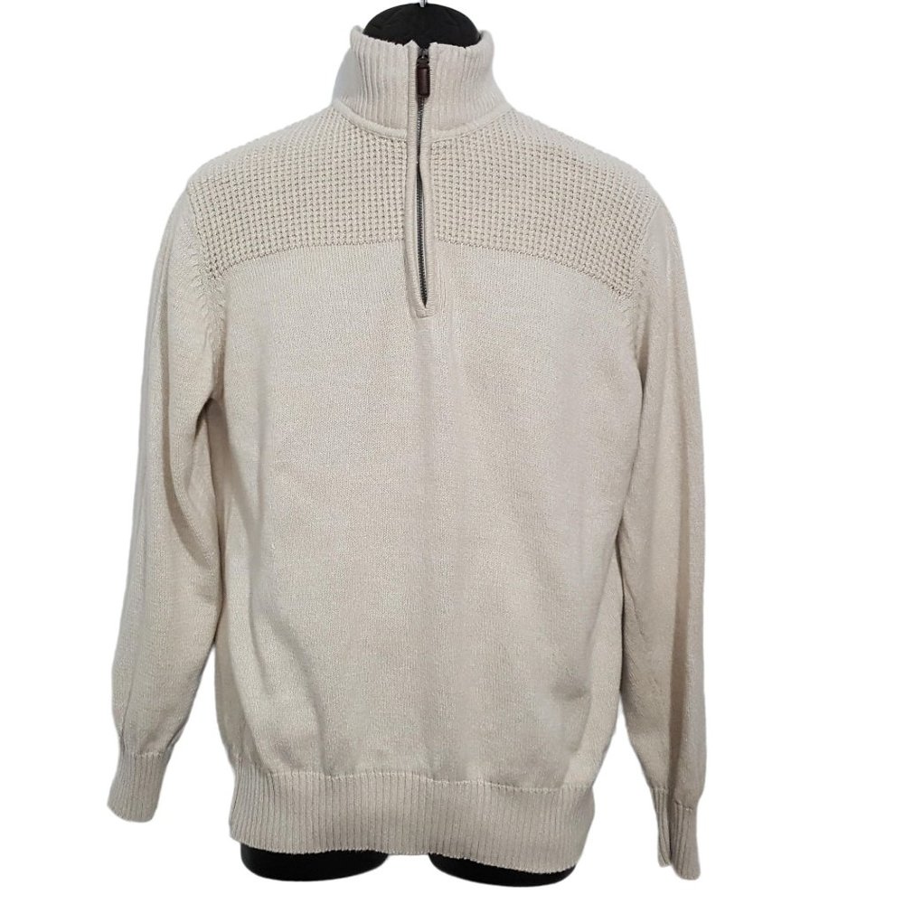Field & Stream Men's Sweater M Brown  Quarter Zip Knit